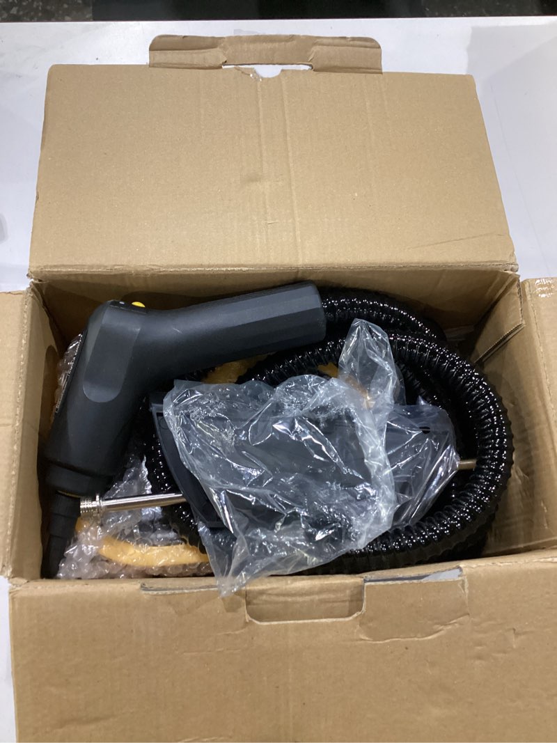 Condition photo showing New/Like New for steam cleaner - 3-level adjustable handle 15s heat-up - steaming cleaner with 10pcs accessories - portable steam cleaner for home for car, dirt, grease, grout, tile, floor, couch, furniture-yellow