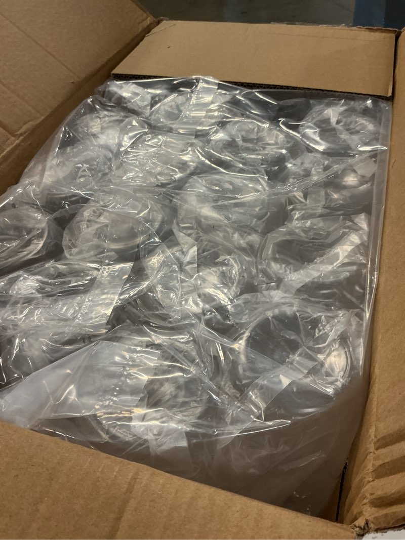 Condition photo showing Good Condition for gejoy 24 pcs plastic water carafe with lids 32 oz clear juice pitchers for mimosa bar drinks milk iced tea beverage containers for home restaurant school fridge, not dishwasher safe (white cap) 24 white cap