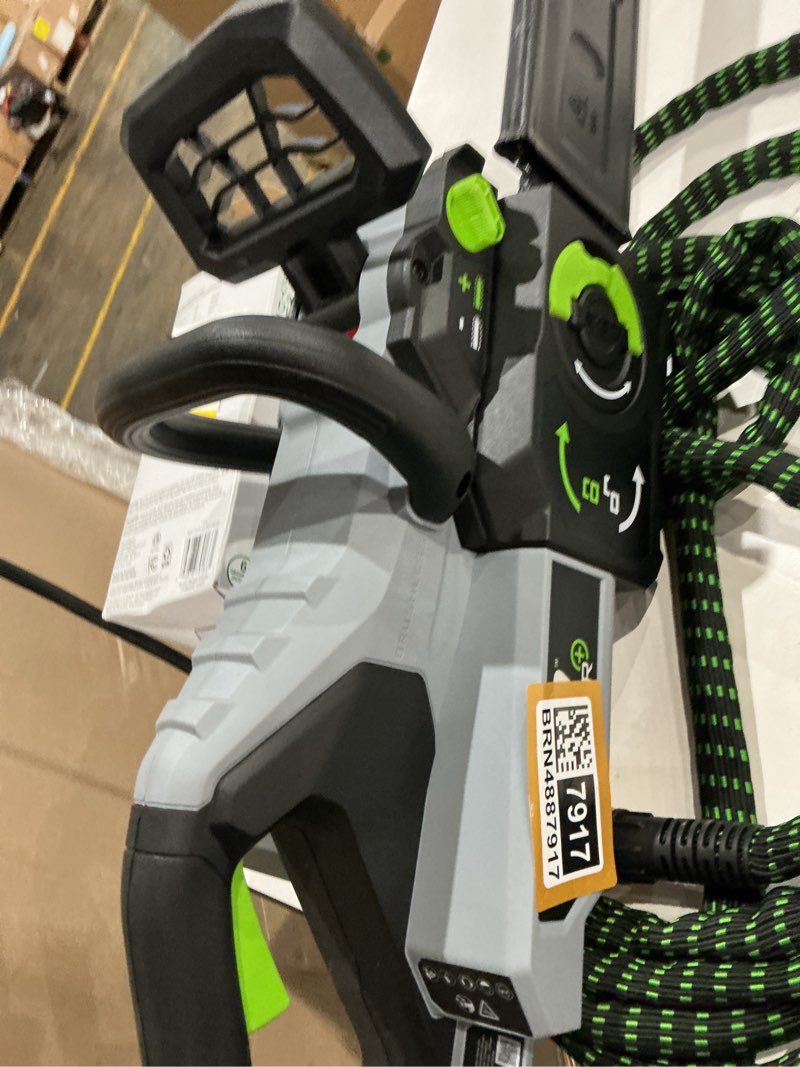Condition photo showing As Is for ego power+ 56-volt 16-in battery chainsaw battery not included charger not included