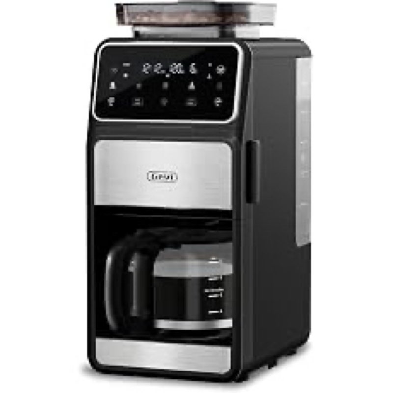 gevi 10-cup drip coffee maker with built-in burr grinder & touch screen