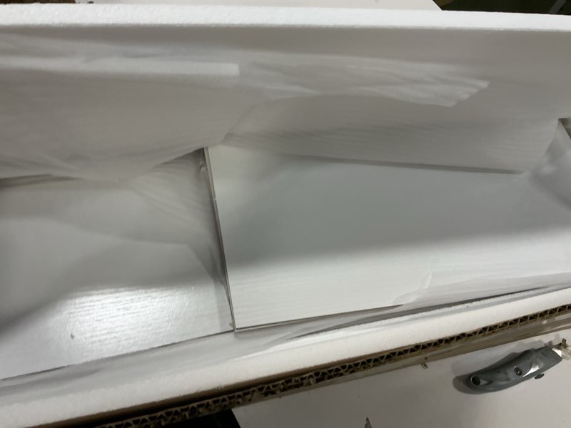 Condition photo showing Good Condition for RUSTOWN Rustic Wood Wall Bathroom Cabinet, Farmhouse Medicine Cabinet Wall Mounted, Space Saving Wall Storage Cabinet with 2 Barn Door, 3-Tier Adjustable Shelves and Towel Bar (White)