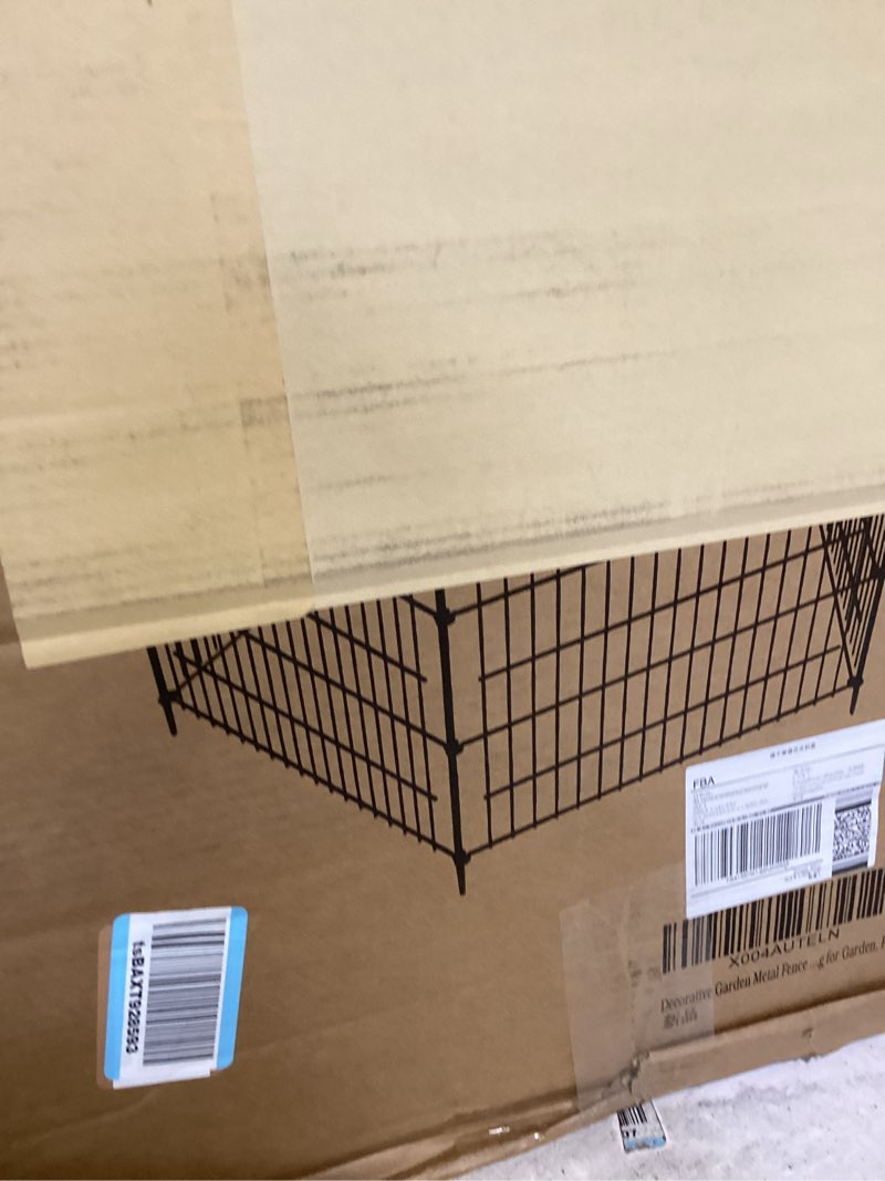 Condition photo showing New/Like New for 15 panels decorative garden fence - 32 in (h) x 35.4 ft (l) no dig dog fence outdoor for yard, rustproof tall garden fencecing panels, animal barrier suitable for yard border, patio, and outdoor use 15 pack - 32 in (h) x 35.4 ft (l)