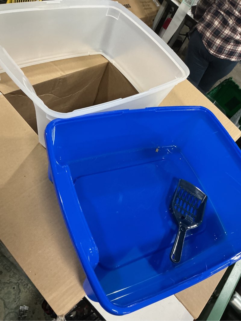 IRIS USA IRIS USA Open Top Cat Litter Tray with Scoop and Scatter Shield, Cat Litter Pan