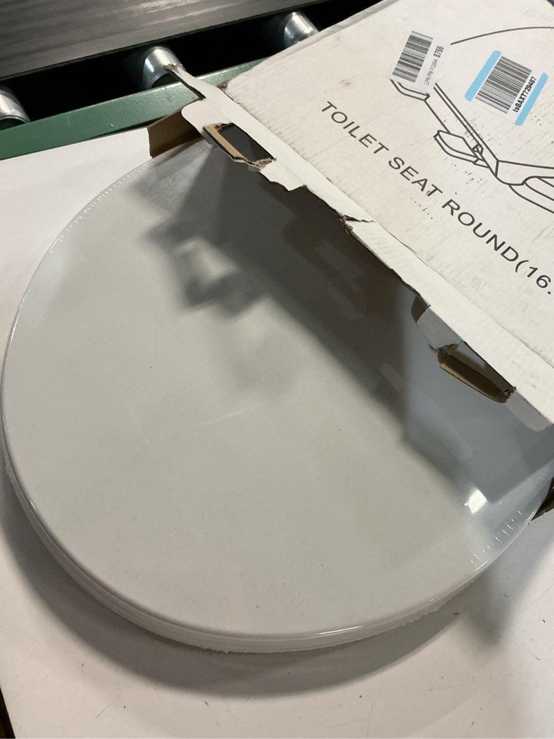Condition photo showing Good Condition for round toilet seat, standard 16.5” slow/soft close round toilet seat for round toilets, no-slam quiet-close lid, easy-to-install, white, durable never-loosen design white round(standard)
