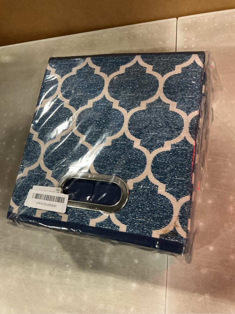 Condition photo showing New/Like New for square fabric cube storage bins 10.5x10.5 x 11in blue cloth storage cubes baskets foldable storage boxes decorative cubicle strorage inserts cubes drawer organizer closet,qy-sc09-6 cream navy blue(set of 6)