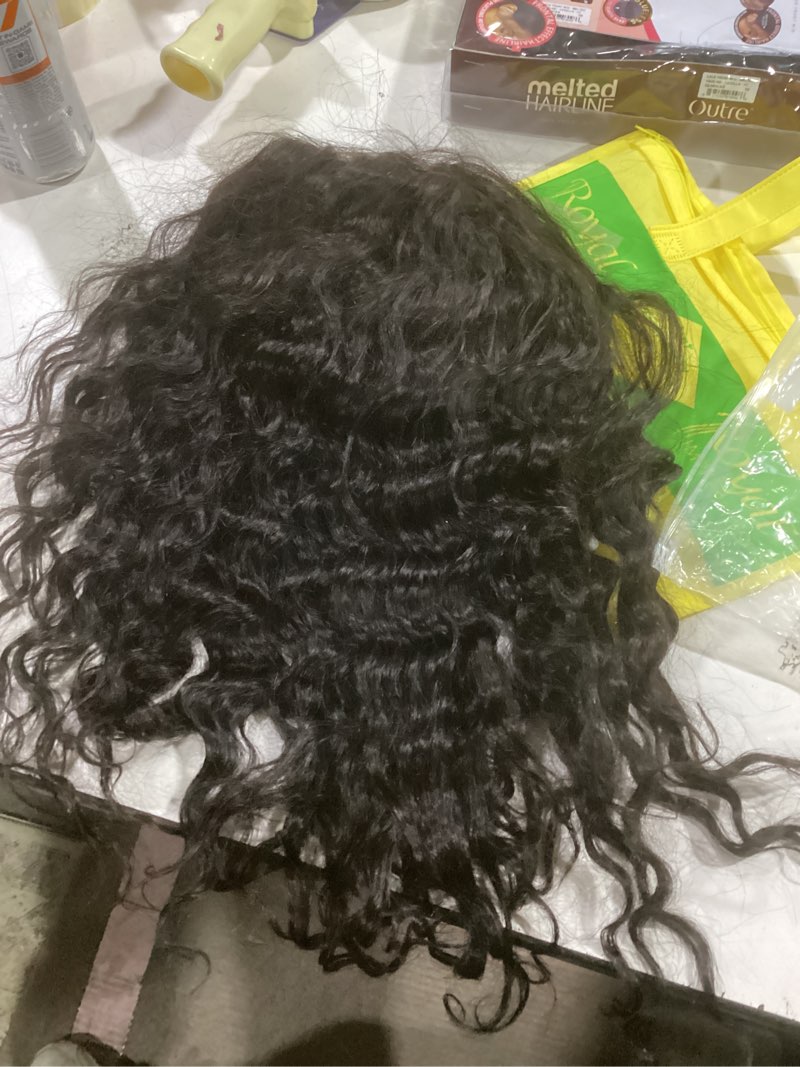 Condition photo showing Good Condition for Loose Wave Lace Front Wigs Human Hair 200% Density 13x4 HD Transparent Full Lace Frontal Wigs Human Hair 12A Loose Deep Wave Glueless Wigs Human Hair Pre Plucked for Black Women (22 Inch) 22 Inch Natural Black Color 200 Density Wig