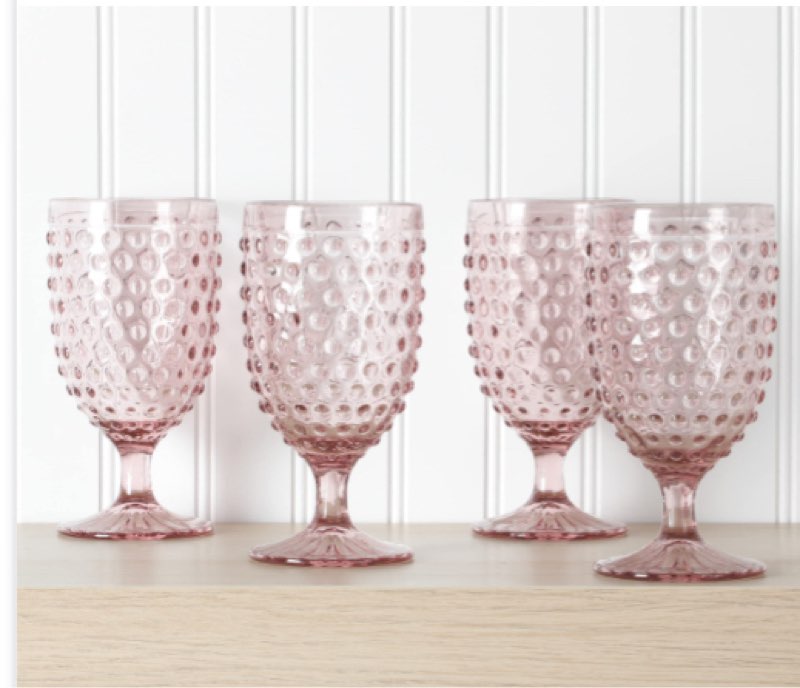 Martha Stewart Chauncey 4 - Pack 14.2 oz Hobnail Handmade Glass G