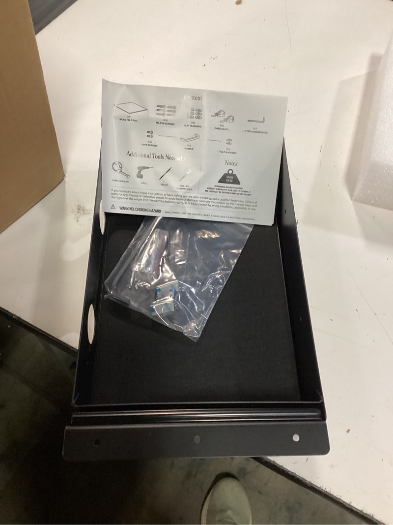 Condition photo showing New/Like New for under desk drawer slide out attachment - carbon steel undermount table drawer with cable management, pull out add-on storage for office & standing desks (13" x 8" x 2.8") medium drawer