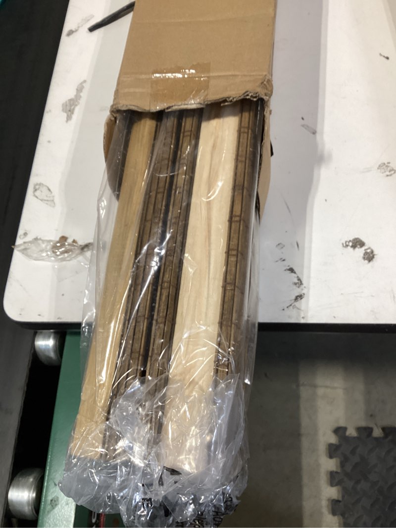 Condition photo showing Good Condition for lazblinds no tools no drill cordless bamboo roman shades, light filtering window treatment, roll up bamboo blinds for windows 31.5'' w x 64'' h, eastfield teak light filtering-eastfield teak 31.5" w x 64" h