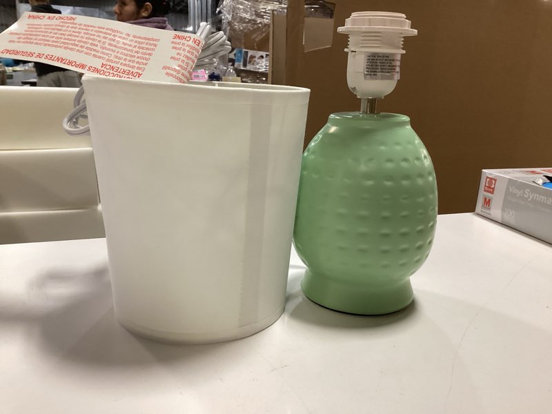 Condition photo showing Good Condition for Simple Designs LT1161-LIM 12.5" Chic Glow Petite Dimpled Ceramic Table Lamp, for Bedroom, Office, Li