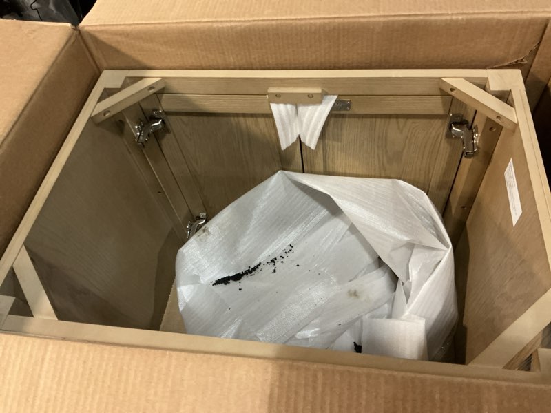 Condition photo showing As Is for style selections potter 30-in gray single sink bathroom vanity with white cultured marble top