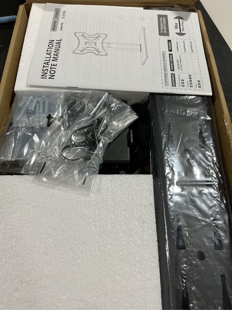 Condition photo showing Good Condition for rfiver universal swivel tabletop tv stand for flat screens 23 24 26 32 39 40 42 43 inch, heavy duty center pedestal stand replacement with black tempered glass base and height adjustable mount 19-43 inch