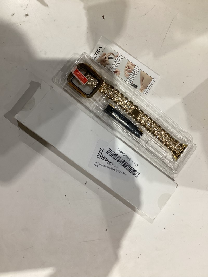 Condition photo showing Good Condition for bling band compatible with apple watch bands 40mm for women, diamond jewelry replacement metal wristband strap shiny bracelet with crystal protector casefor iwatch series se/6/5/4 gold gold 40mm (series se/6/5/4)