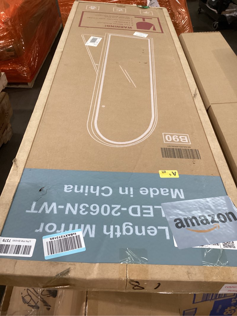 Condition photo showing New/Like New for Sweetcrispy Arched Full Length Mirror with LED Lights, 63"x21" Lighted Floor Mirror with Dimming & 3 Color Lighting, Stand for Bedroom, Dressing Room Arched 63"L x 21"W