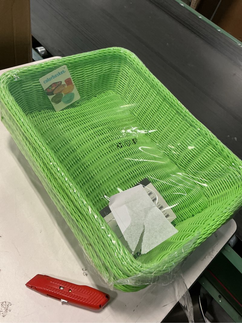 Condition photo showing New/Like New for Similar MaxGear Organization and Storage 3 Packs, Plastic Bins Organizer Bins, Woven Baskets for Storage, Plastic Baskets with Handles, Green Basket for Organizing, Basket Organizer for Home and Office, Large Large Green