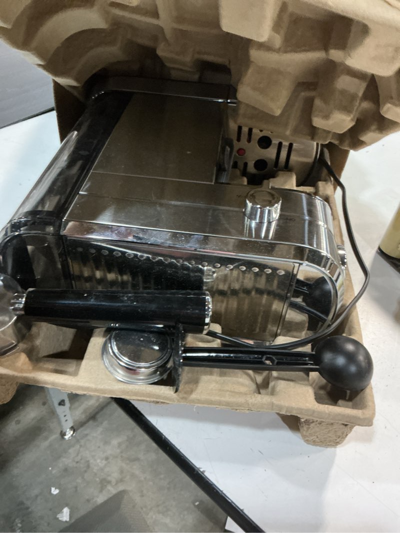 Condition photo showing As Is for casabrews cm5418 espresso machine 20 bar, compact espresso maker with steam milk frother, stainless steel coffee machine with 34oz removable water tank for cappuccino, small latte machine, silver a-silver button