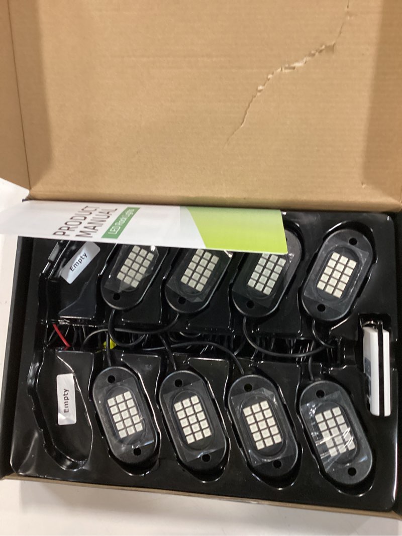 Condition photo showing Good Condition for yilaie rock lights for trucks, 8 pods rgb led rock lights with app/remote control & music mode, high bright multilcolor waterproof ip68 rock neon light kits for pickup off road rzr suv atv utv car