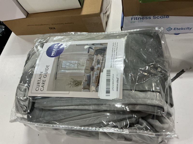 Condition photo showing Good Condition for miulee grey velvet curtains 96 inches long 2 panels - luxury pinch pleated room darkening window drapes for bedroom living room thermal insulated super soft blackout, back tab rod pocket gray grey 52"w x 96"l (pack of 2)
