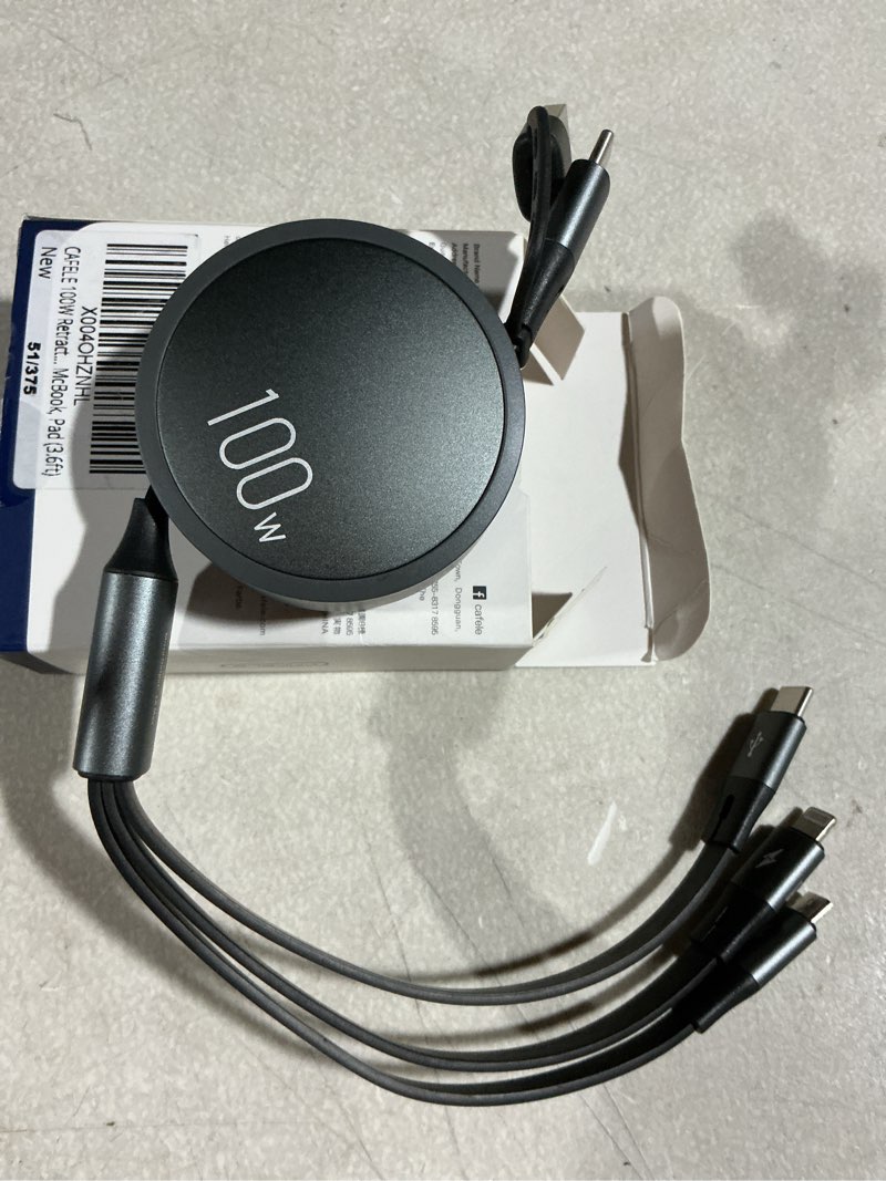 Condition photo showing Good Condition for CAFELE 100W Multi Charging Cable, 6-in-1 Retractable USB C/A Cable, 5A Fast Charger Cord for Multiple Devices with Type C/L/Micro Ports for Phone 17 16 15 14 Pro Max, S24/S23, MBook, Pad (3.6ft) Grey