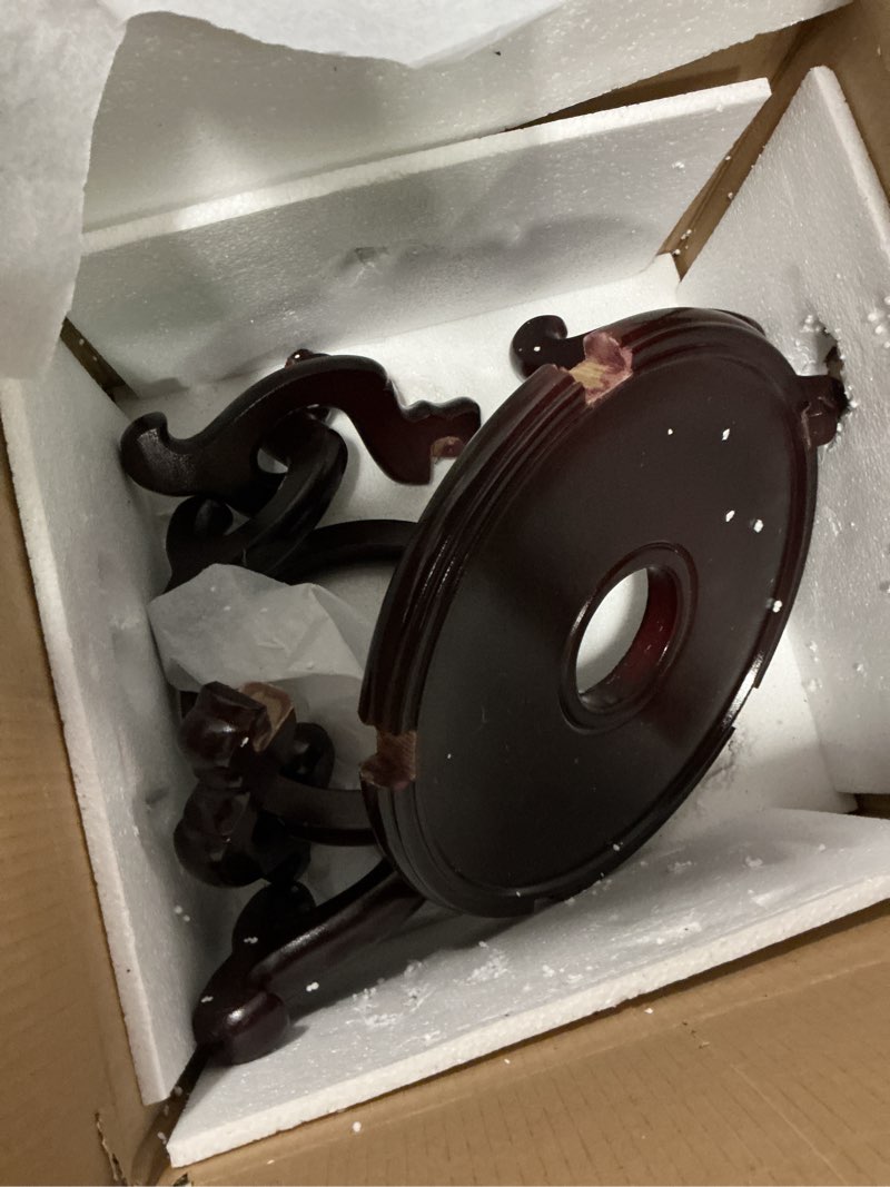 Condition photo showing As Is for oriental furniture rosewood fishbowl stand - size 10.5 in. base diameter rosewood 10.5" diameter