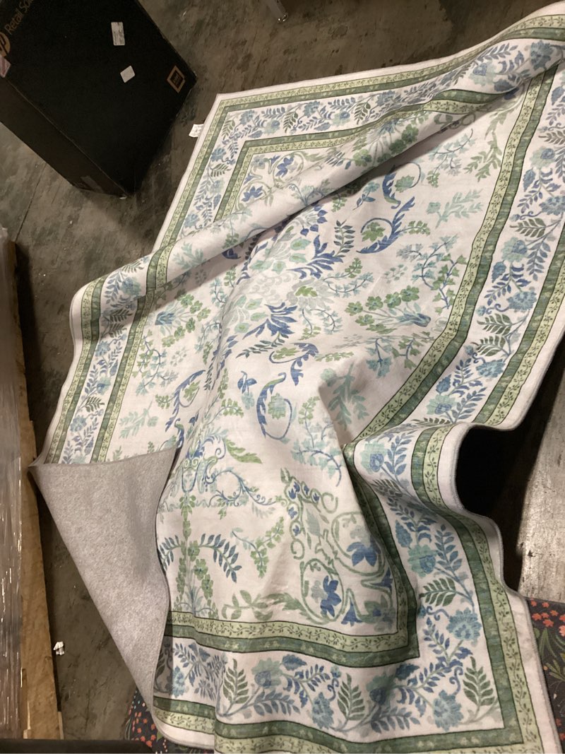 Condition photo showing Good Condition for DCX Green Floral 5x7 Area Rug, Machine Washable, Soft Vintage Floral Rug Non Slip Stain Resistant for Living Room, Bedroom, Dining Room, Nursery Carpets Green & Blue 5' x 7'