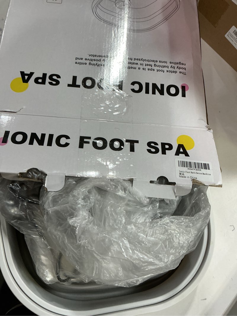 Condition photo showing As Is for Ionic Foot Bath Detox Machine,Foot Detox Foot Bath Soak Tub with 2 Arrays,80 Disposable Foot Bath Liners,Detox Sea Salt,Folding Foot Spa Bucket,Home Salon-Level Foot Soaking Tub White