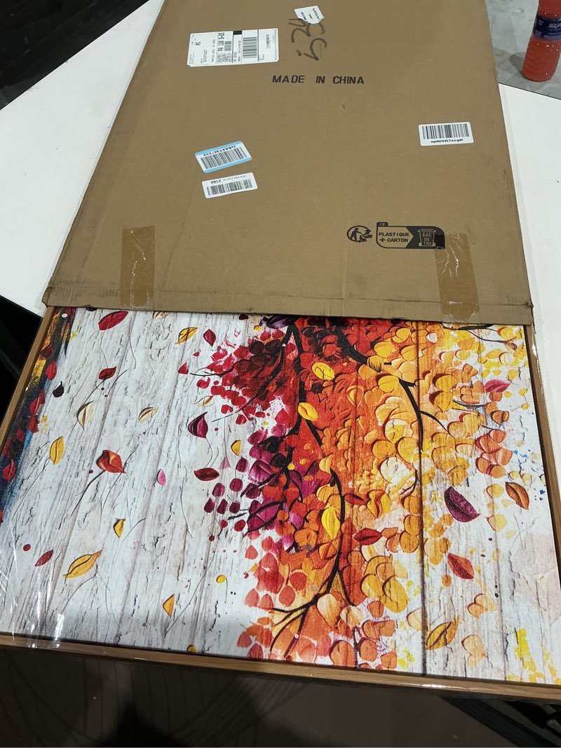 Condition photo showing Good Condition for wapluam large framed vibrant tree of life wall art canvas prints paintings artwork for walls colorful trees landscape modern abstract picture wall decor living room bedroom bathroom office 24"x48" 48"l x 24"w color tree paintings wood framed