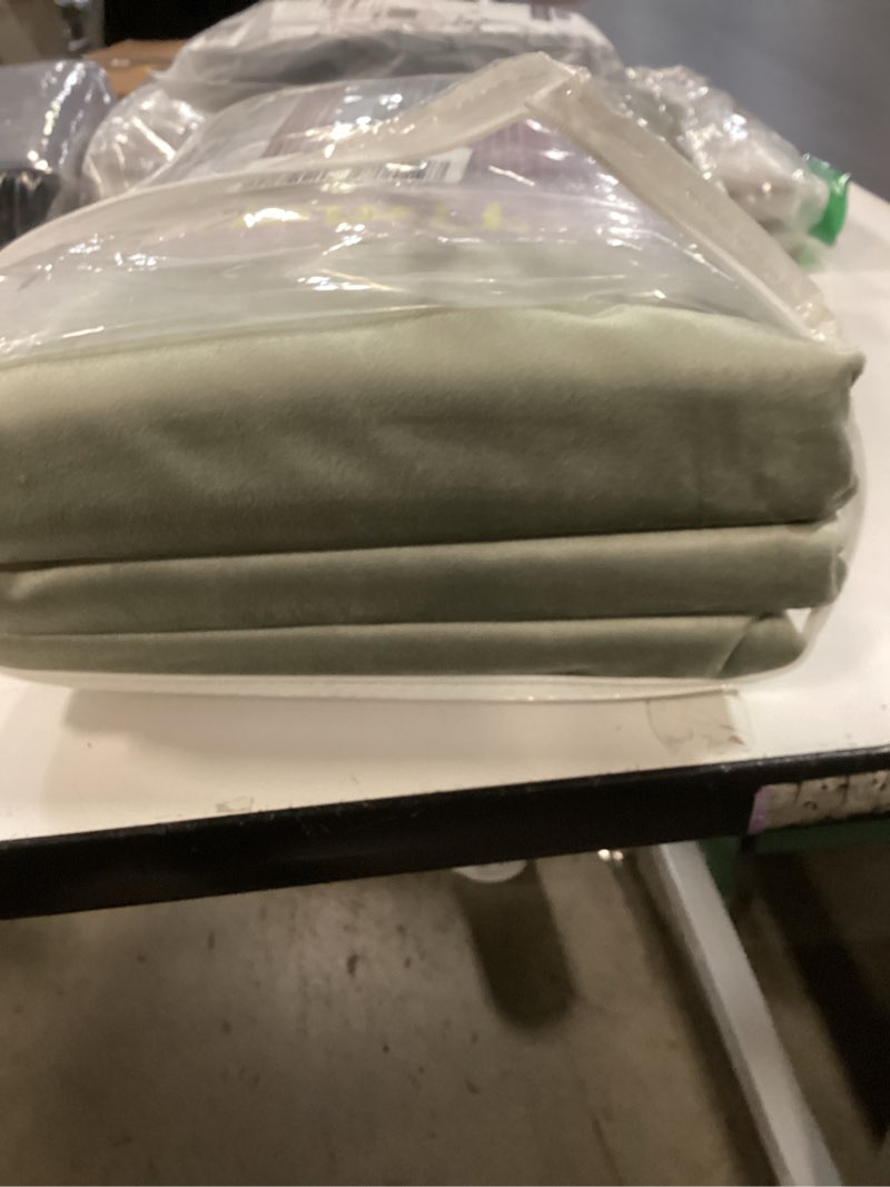 Condition photo showing Good Condition for Timeper Sage Green Back Tab Velvet Curtains W52 x L108 inches 2 Panels, Full Blackout Solid Home Decor Curtains for Bedroom Living Dining Room Thermal Insulated Luxury Super Soft Window Drapes