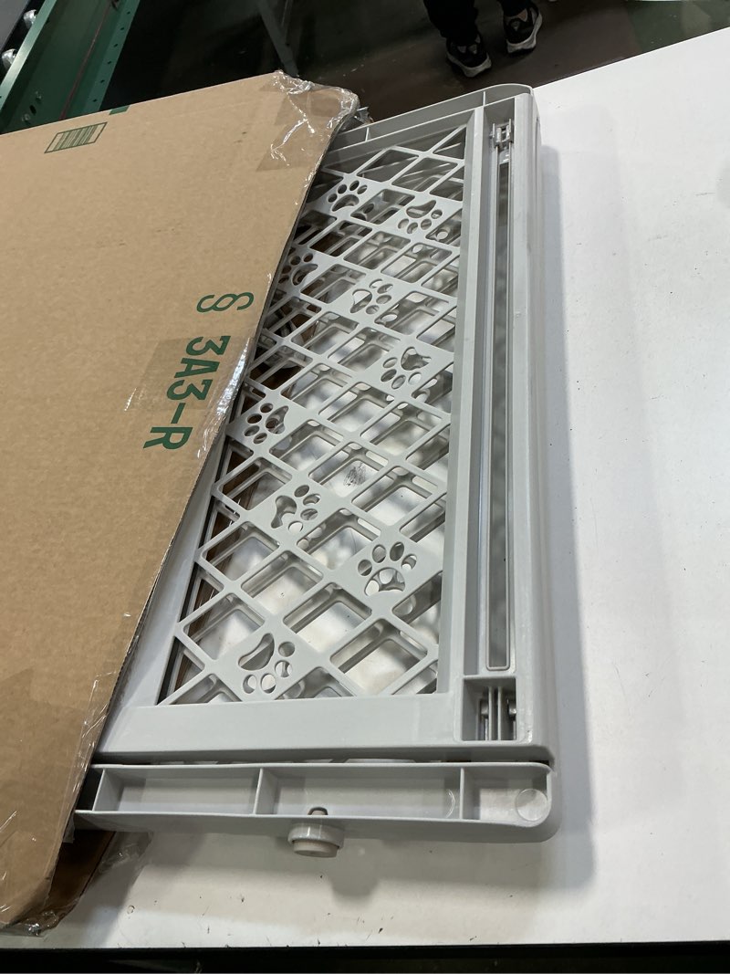 Condition photo showing As Is for Mypet Paws 40" Portable Pet Gate: Expands & Locks In Place New - Open Box