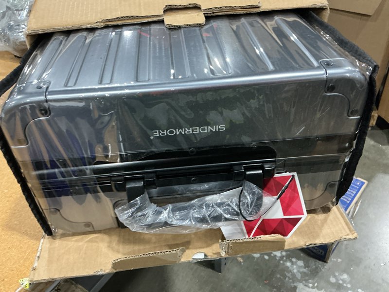 Condition photo showing New/Like New for carry-on hardside suitcase: full aluminum hardshell luggage with tsa lock & spinner wheels for business travel - crush-resistant & burst-proof - gunmetal gray