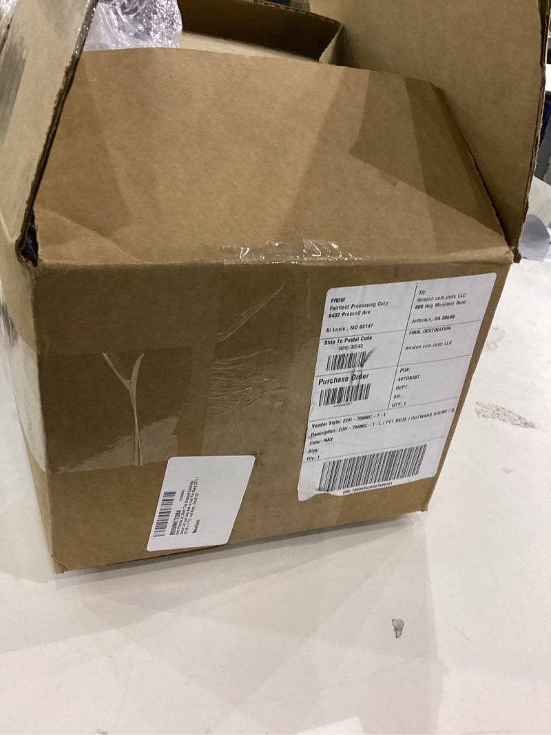 Condition photo showing New/Like New for Best Friends by Sheri Original Calming Donut Dog and Cat Bed, Lux Faux Fur, Navy Blue, (23in x 23in) - Anxiety Relief for Pets Up to 25 lbs Navy Lux Small