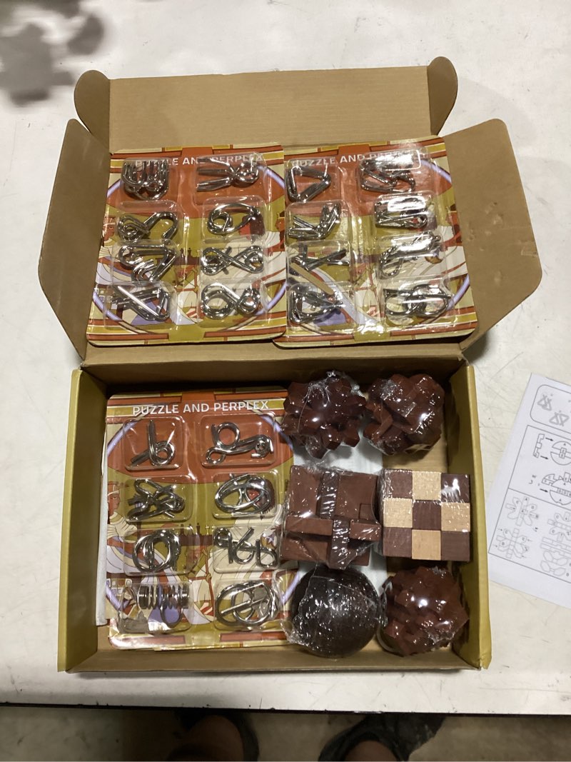 Condition photo showing New/Like New for rlylf 30pcs brain teaser puzzles game for adults and kids ancient wooden and metal puzzles 3d educational toys iq logic train family games party favor coffee time unlock interlock puzzles box wood style 2
