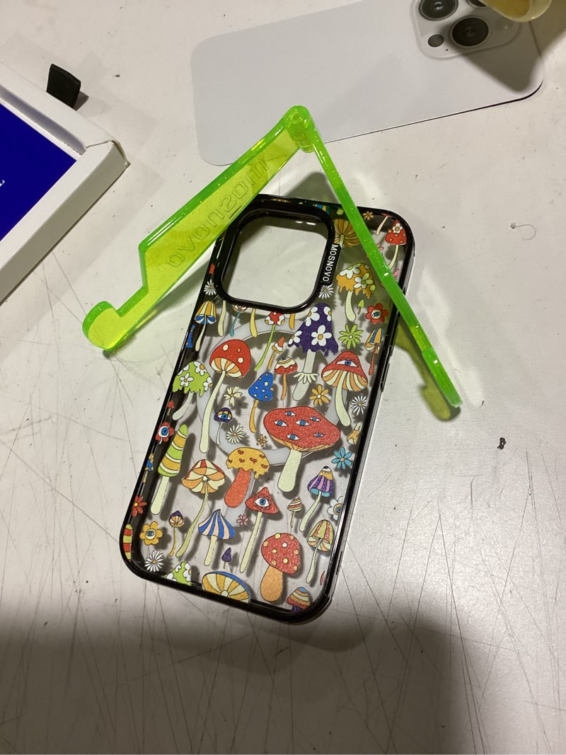 Condition photo showing Good Condition for mosnovo magnetic case for iphone 14 pro, 10ft military-grade protection, compatible with magsafe, shockproof phone case for iphone 14 pro - mushroom art - clear black iphone 14 pro (compatible with magsafe) clear - mushroom art
