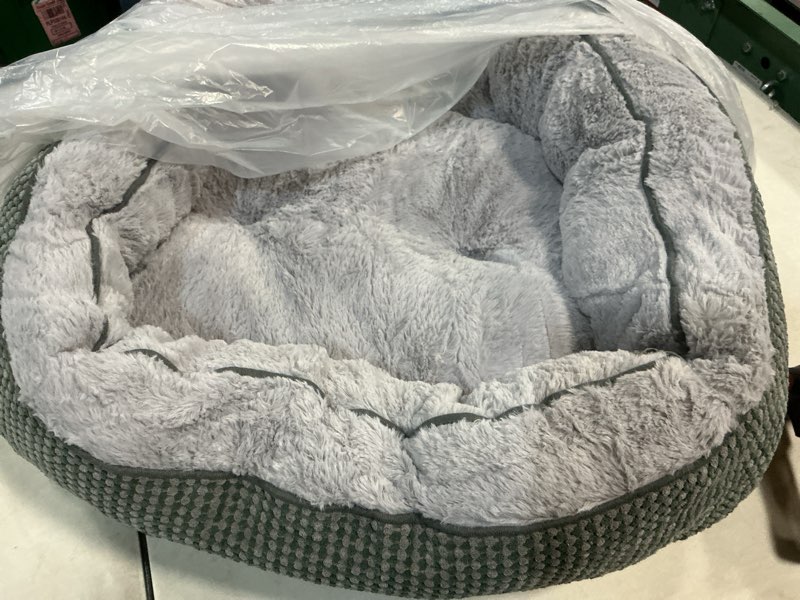 Condition photo showing As Is for invenho medium dog beds for medium dogs washable, rectangle dog bed medium size dog, orthopedic dog bed, warming soft calming sleeping puppy bed durable pet bed with anti-slip bottom m(30"x24"x9") m (30"x24"x9") grey