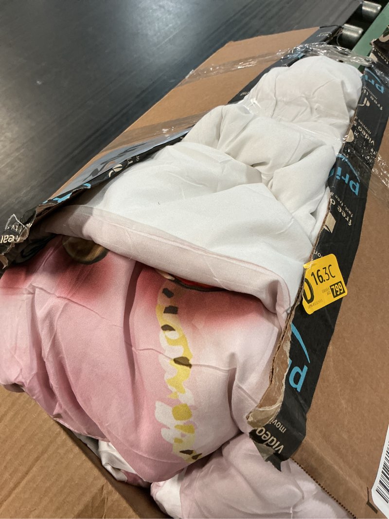 Condition photo showing As Is for raphus cucullatus butterfly comforter set - queen pink, cottage core bedding quilt, botanical, goth, pretty dhx18 queen