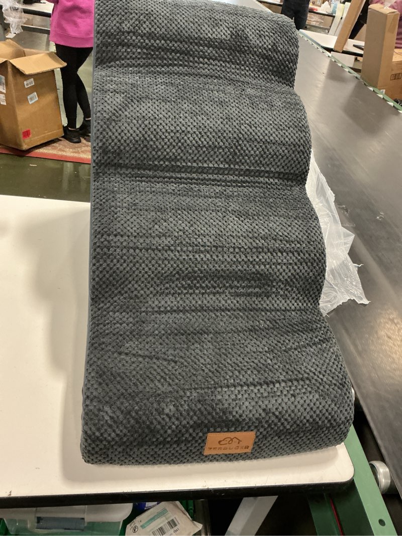 Condition photo showing Good Condition for Zerbuger 4-Step Dog Stairs for High Bed 20' H, Curved Pet Steps for Old/Injured Dogs Cats Climbing Bed, Chair or Couch, Premium Foam Non-Slip Dog Ramp for Indoor Small Pets up to 80lbs, Dark Grey