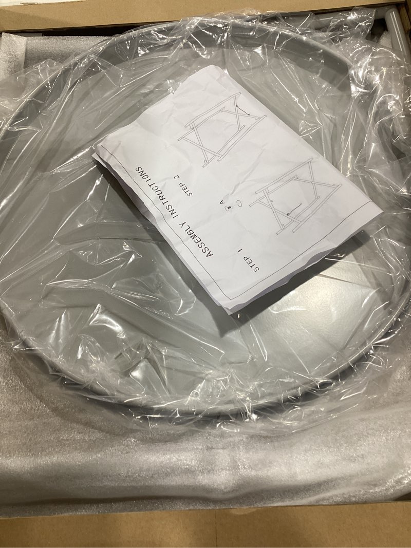 Condition photo showing Good Condition for HollyHOME 2-Tier Round Side Table, Outdoor Small Folding Accent Stand with Removable Tray, Anti-Rust Metal Asional Table for Balcony Patio Living Room, Nightstand for Bedroom(Grey)