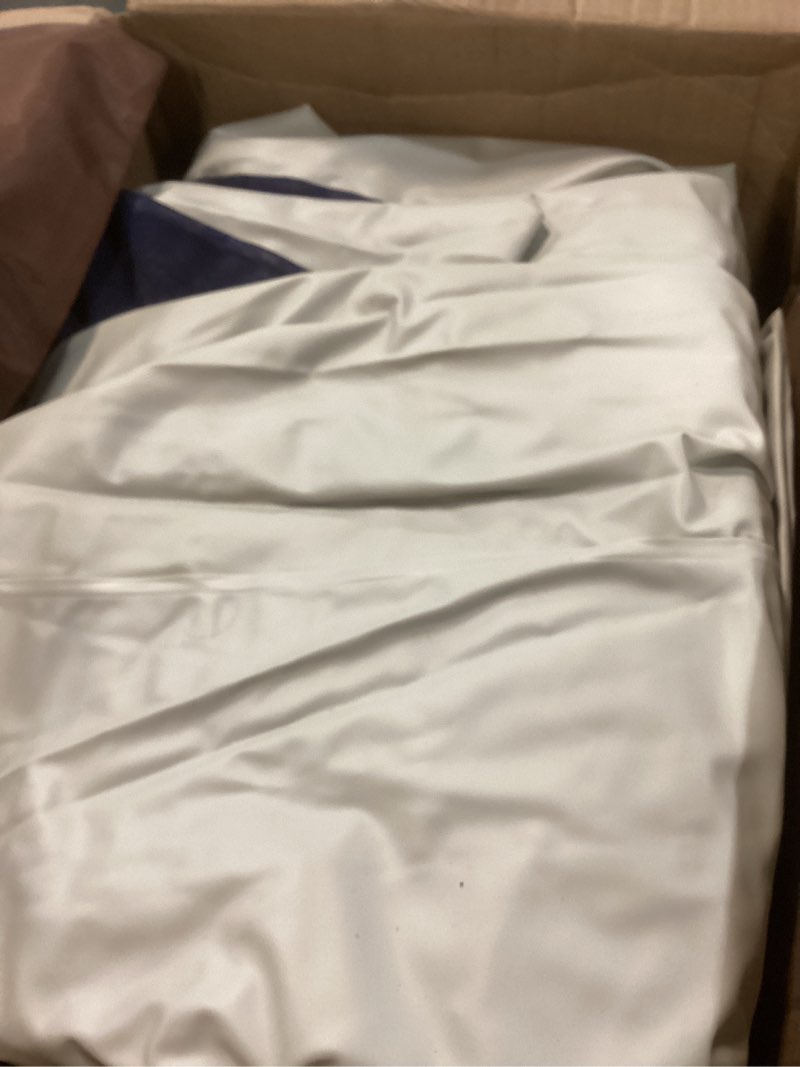 Condition photo showing Good Condition for queen air mattress with built in pump luxurious comfort raised inflatable mattress queen airbed blow up mattress for home and guests air bed 2 mins fast inflate/deflate 660 lbs max 13" blue & white queen