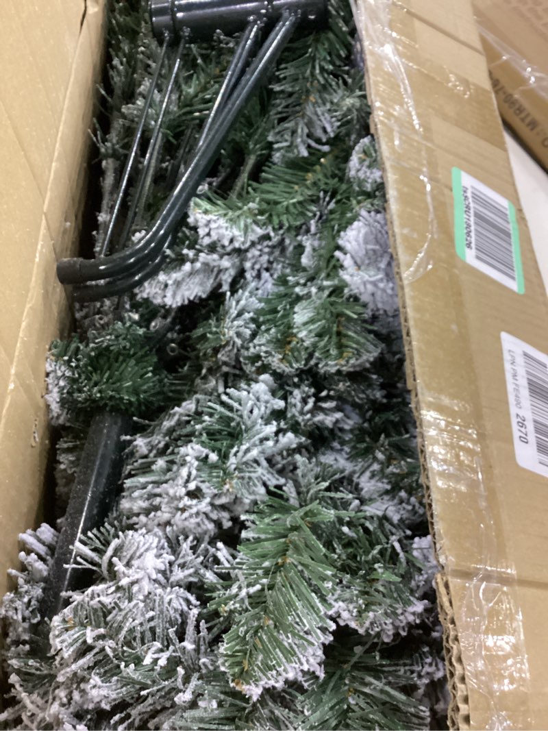 Christmas Tree, 6Ft/1.8M Artificial Christmas Trees with Lights, Snow Flocked Xmas Tree with Foldabl