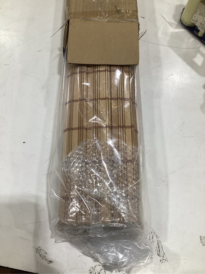 Condition photo showing Good Condition for smonter bamboo roman shades for windows-cordless wooden woven blinds light filtering bamboo roll up shades uv protection and easy set up for door and countryhouse, 32" w x 64" h, deer 32"w x 64"h deer
