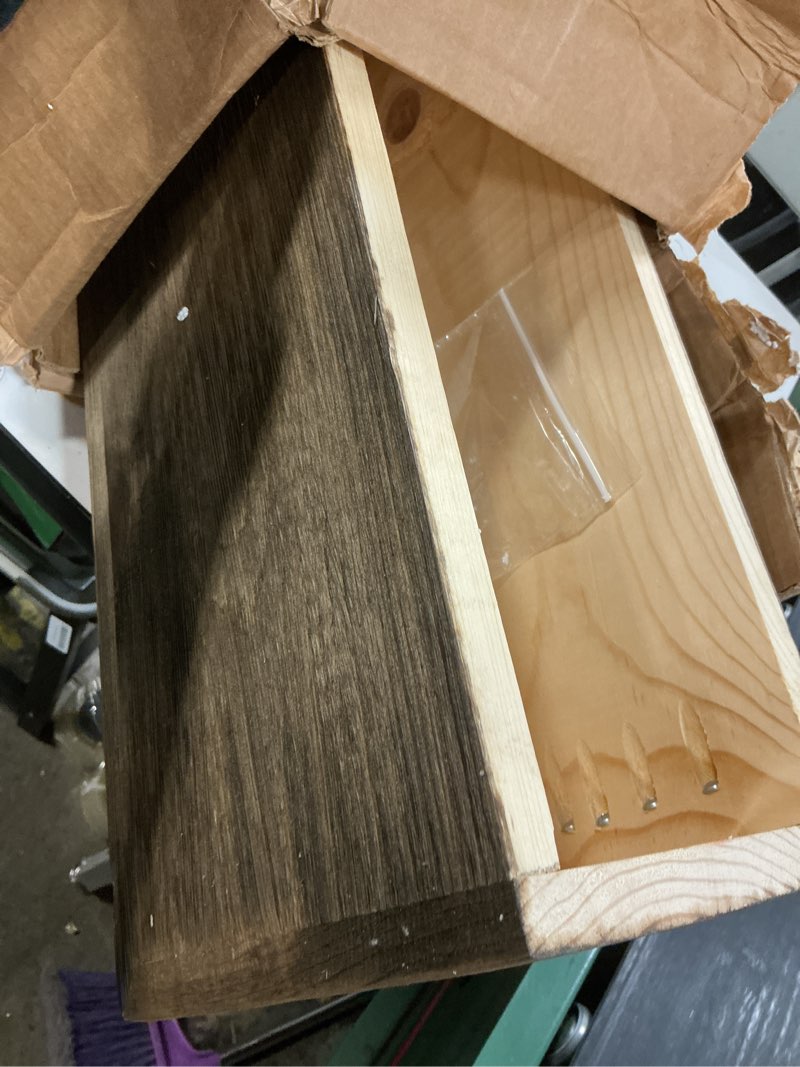 Condition photo showing As Is for Fireplace Mantel, Rustic, Shelf, Floating Mantle, Real Wood, Beam, URBANDI (Grey, 60Lx6Hx8D)