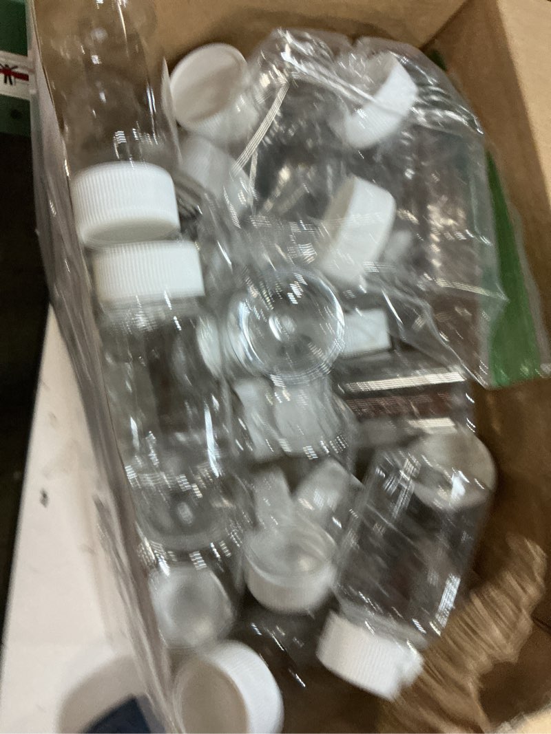 Condition photo showing New/Like New for vesici 50 pcs 80 ml empty clear pill bottle plastic medicine reagent bottle with white screw cap solid powder case refillable containers with label sticker for liquid solid powder medicine