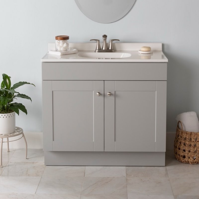 Project Source 36-in Gray Single Sink Bathroom Vanity 