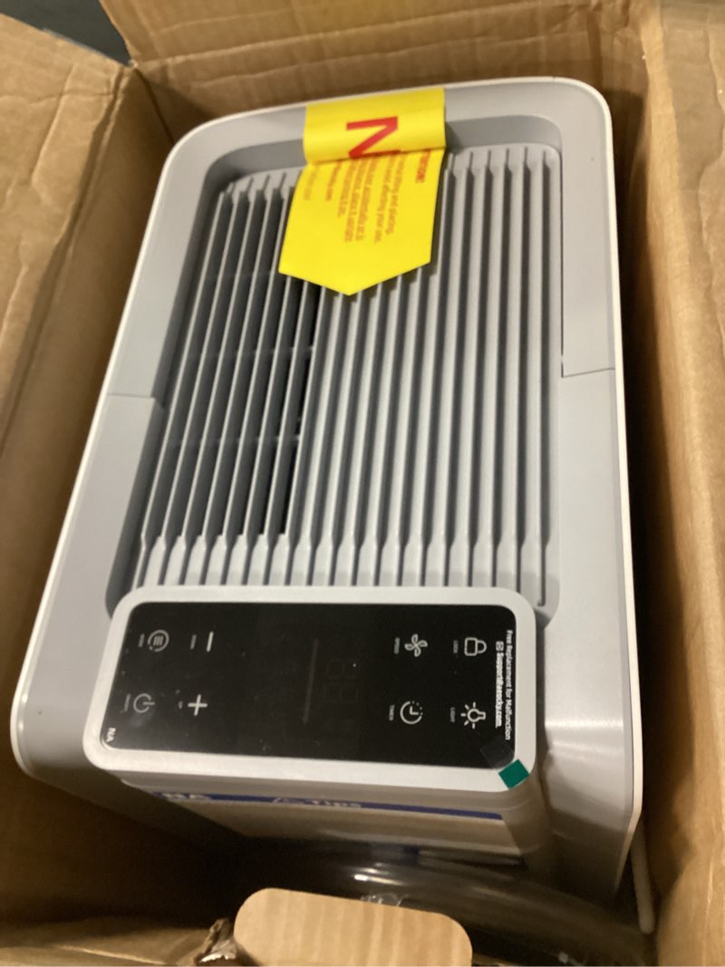 Condition photo showing New/Like New for aeocky 50 pint/day, 3500sq.ft compressor dehumidifier with drain hose | 0.8 gallon water tank capacity, for basement, home, bedroom, bathroom, rv, garage, intelligent humidistat, quiet