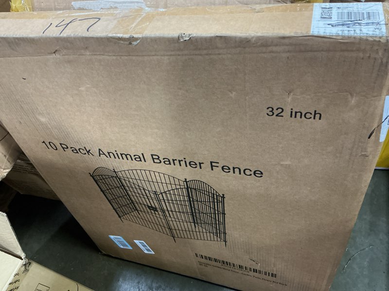 Condition photo showing New/Like New for 10 panels decorative garden fence with gate - 32 in (h) x 23.6 ft (l) no dig dog fence outdoor for yard, rustproof tall garden fencecing panels, animal barrier suitable for yard border, patio 10 pack - 32 in (h) x 23.6 ft (l) with gate