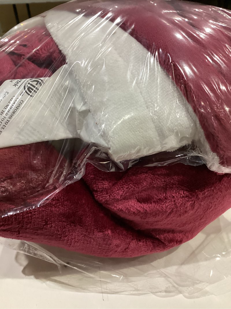 Condition photo showing As Is for heated blanket electric throw, 50" x 60" heating blanket with 5 levels & 10 hours auto off, extremely soft flannel warm blanket gifts over-heat protection, etl certified machine washable rose red & white