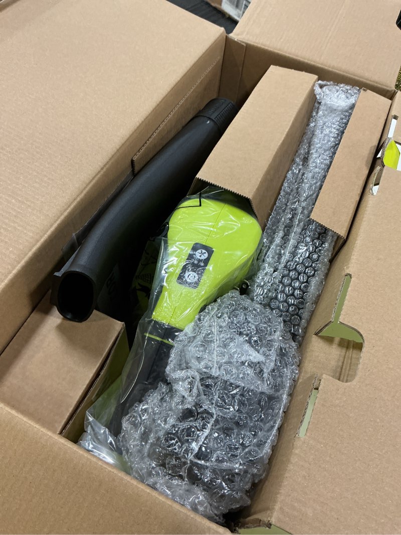 Condition photo showing Good Condition for leaf blower cordless - 21v powerful electric leaf blower with 2 batteries and charger, 2 speed modes, 2.0ah lightweight battery powered leaf blowers for lawn care, patio, dust, blowing leaves green