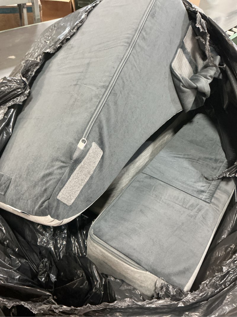 Condition photo showing As Is for Vekkia 21" Reading Pillow for Sitting in Bed – 60° Ergonomic Wedge Back Pillow, XL Side Pockets, Removable Cover, Support Chair for TV, Gaming, Working, Nursing, Recovery in Bed/Floor,Lightweight Gray 21 in(4'11" - 5'11")