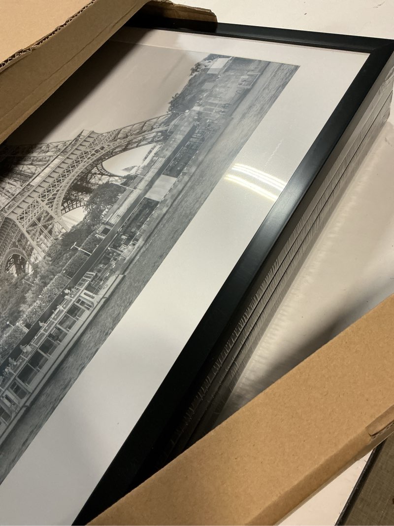 Condition photo showing Good Condition for upsimples 18x24 picture frame set of 5, display pictures 16x20 with mat or 18 x 24 without, wall gallery poster frames, black black 18x24