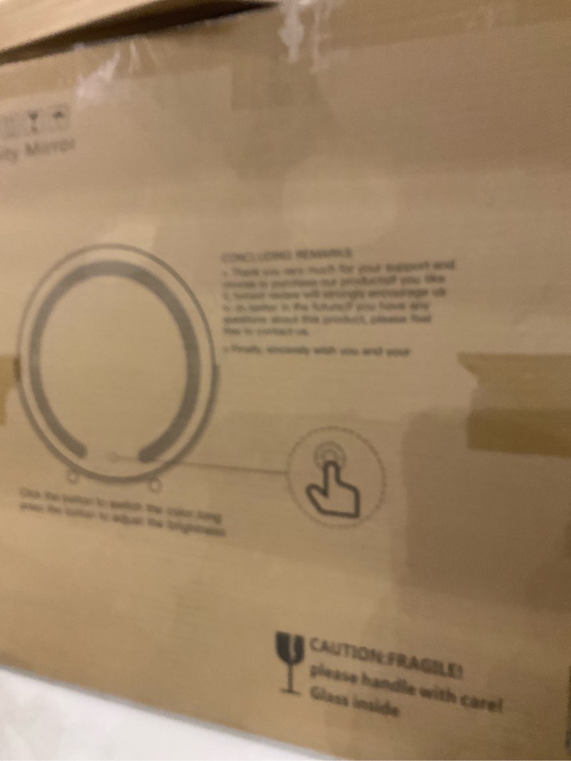 Condition photo showing New/Like New for Gold Vanity Mirror, 18 Inch Lighted Makeup Mirror with Smart Touch 3 Colors Dimmable, Tabletop, 360 Rotation Gold 18"L x 18"W